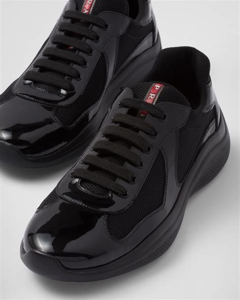 prada ladies americas cup trainers in black|prada america cups size 14.